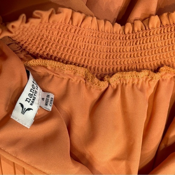 Nanette Leopore Mock Neck Terra Cotta Accordion Pleated Midi Dress Size 4 NWT! - Picture 11 of 16